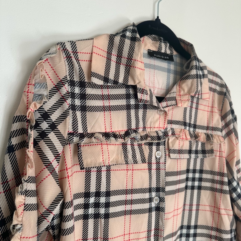 Boutique Lightweight Sheer Material Plaid Flannel Size Small EUC‎ - Picture 4 of 7
